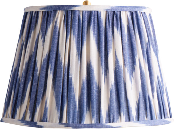 14" Straight Empire Shade in Woven Blue Zig Zag Linen Ikat
