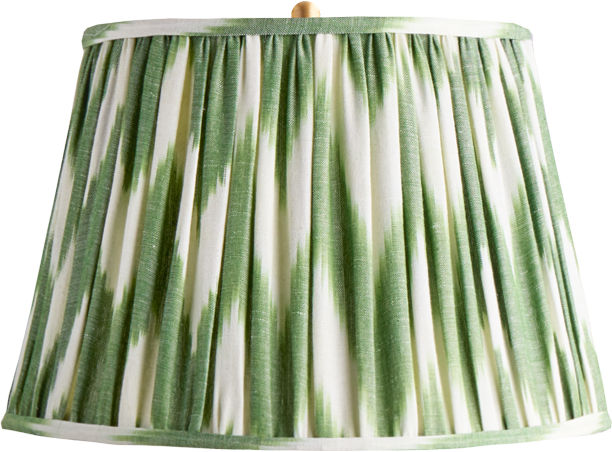 14" Straight Empire Shade in Woven Green Zig Zag Linen Ikat
