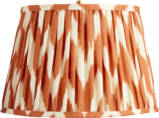 14" Straight Empire Shade in Ikat Printed Zig-Zag Orange Linen