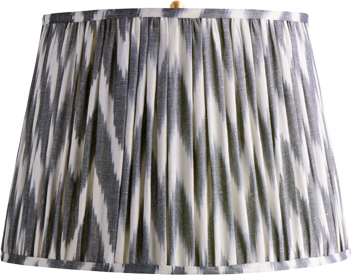 16" Straight Empire Shade in Woven Black Zig Zag Linen Ikat
