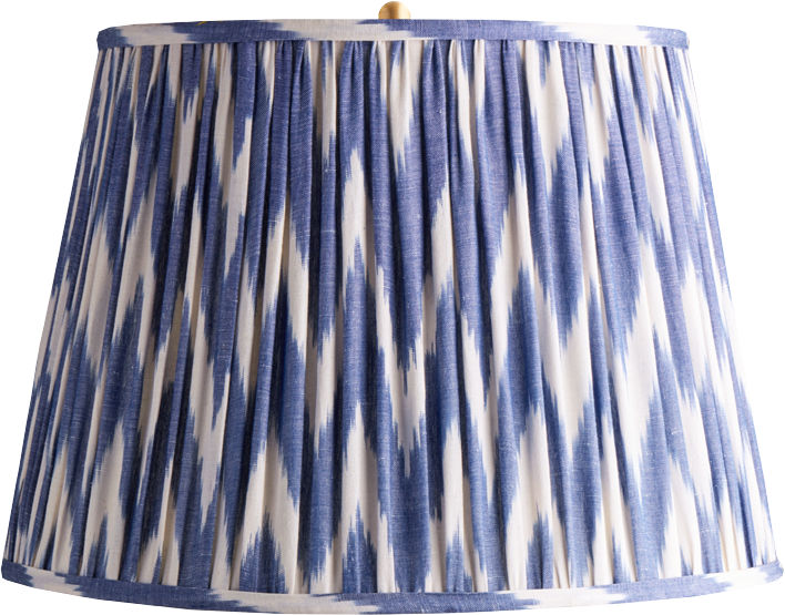 16" Straight Empire Shade in Woven Blue Zig Zag Linen Ikat
