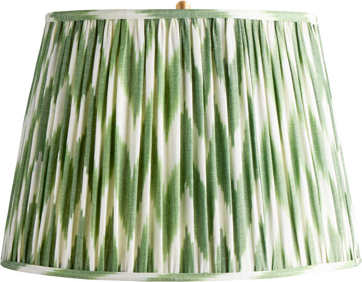 16" Straight Empire Shade in Woven Green Zig Zag Linen Ikat
