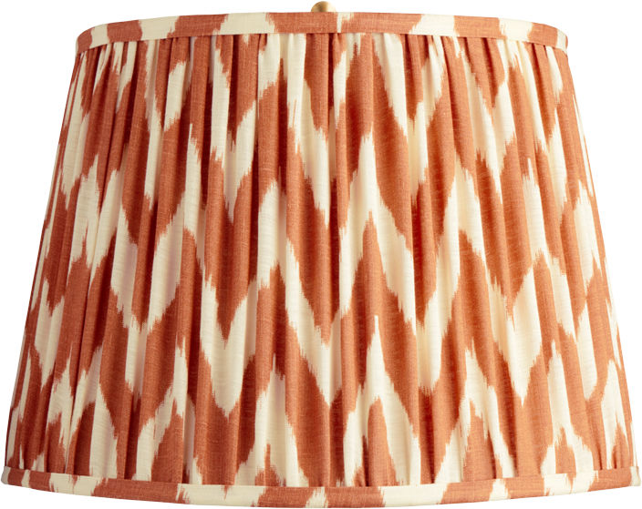 16" Straight Empire Shade in Ikat Printed Zig-Zag Orange Linen