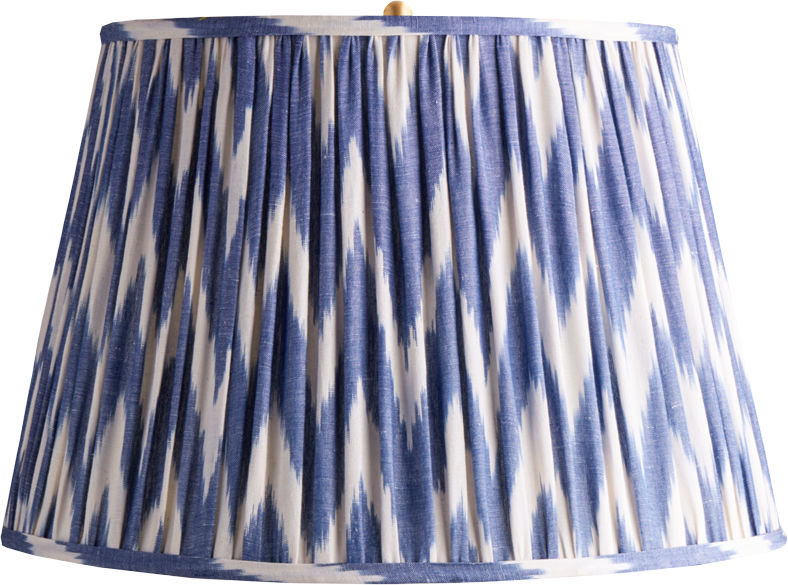 18" Straight Empire Shade in Woven Blue Zig Zag Linen Ikat