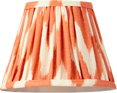 7" Pendant Lamp Shade in Ikat Printed Zig-Zag Orange Linen