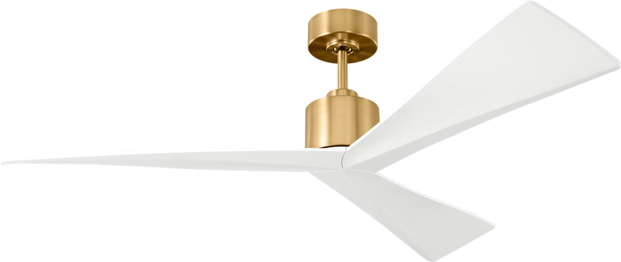 Adler 52 Ceiling Fan in Burnished Brass with Matte White Blades