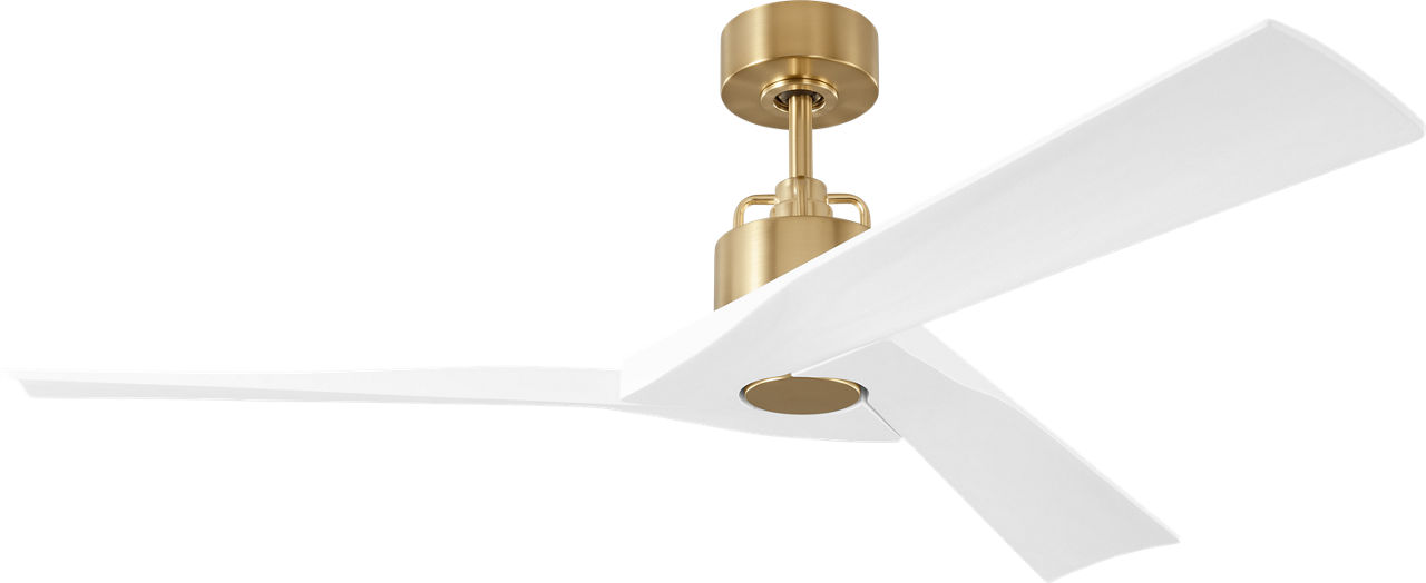 Alma Smart 52 Ceiling Fan in Burnished Brass with Matte White Blades