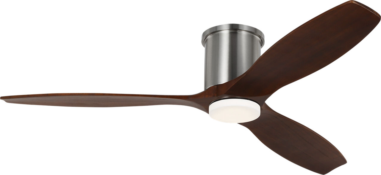 Collins Smart 52 Hugger LED Ceiling Fan in Brushed Steel with Dark Walnut Blades and Light Kit