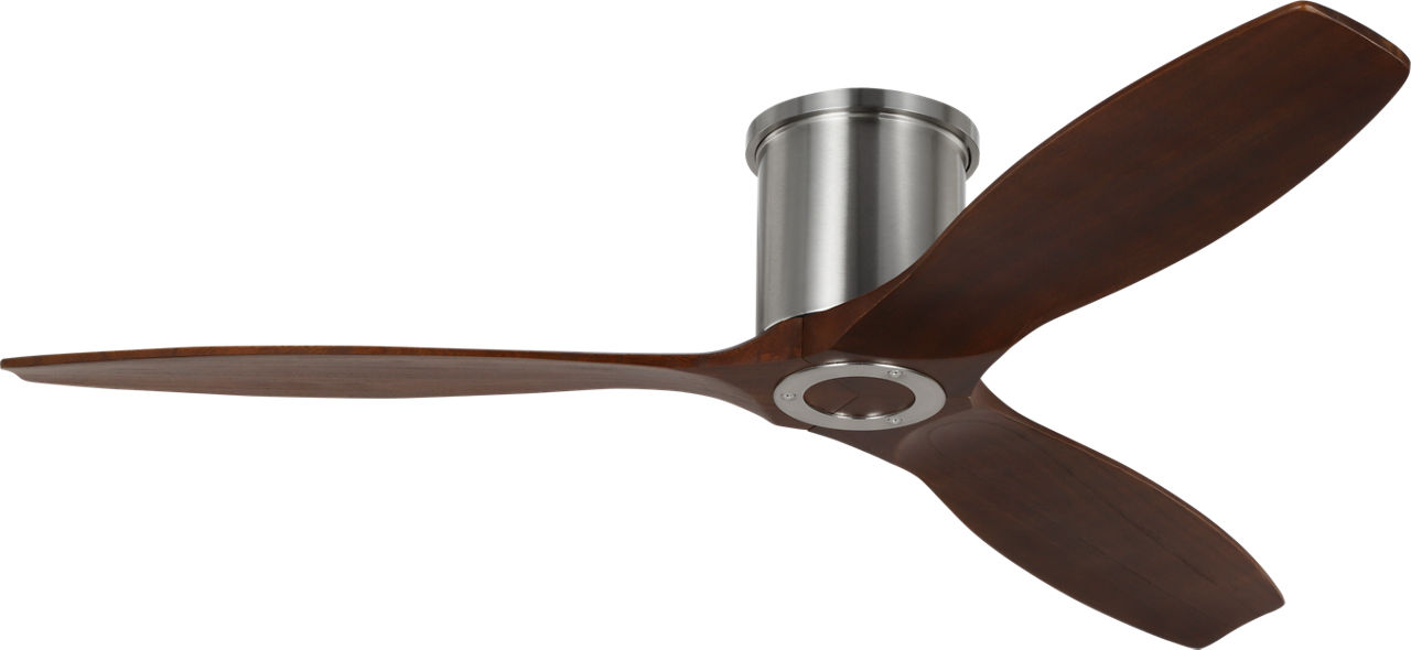 Collins Smart 52 Hugger Ceiling Fan in Brushed Steel with Dark Walnut Blades