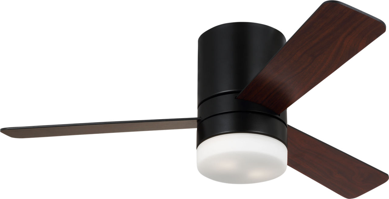 Era 44 Hugger LED Ceiling Fan in with / American Walnut Reversible Blades and Light Kit Midnight Black