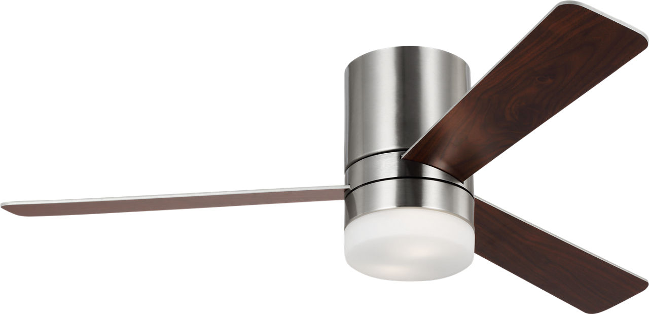 Era 52 Hugger LED Ceiling Fan in with Silver / American Walnut Reversible Blades and Light Kit Brushed Steel