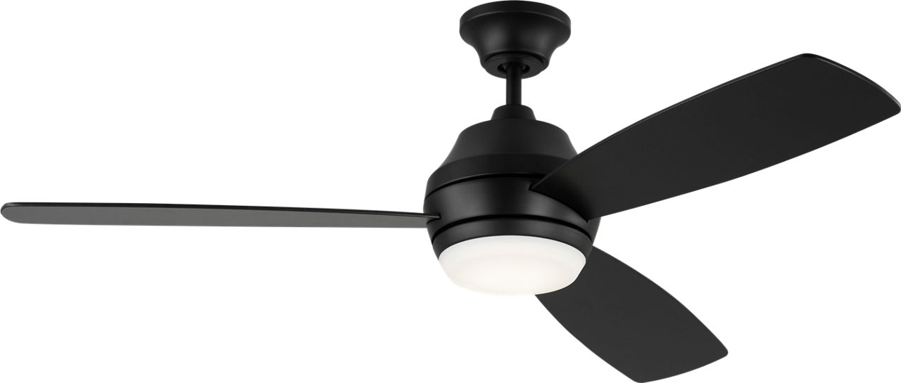 Ikon 52 LED Ceiling Fan in with / American Walnut Reversible Blades and Light Kit Midnight Black