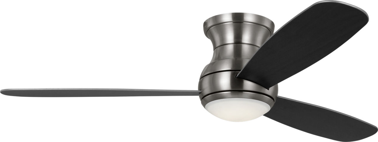Orbis 52 Hugger LED Ceiling Fan in with Silver / American Walnut Reversible Blades and Light Kit Brushed Steel