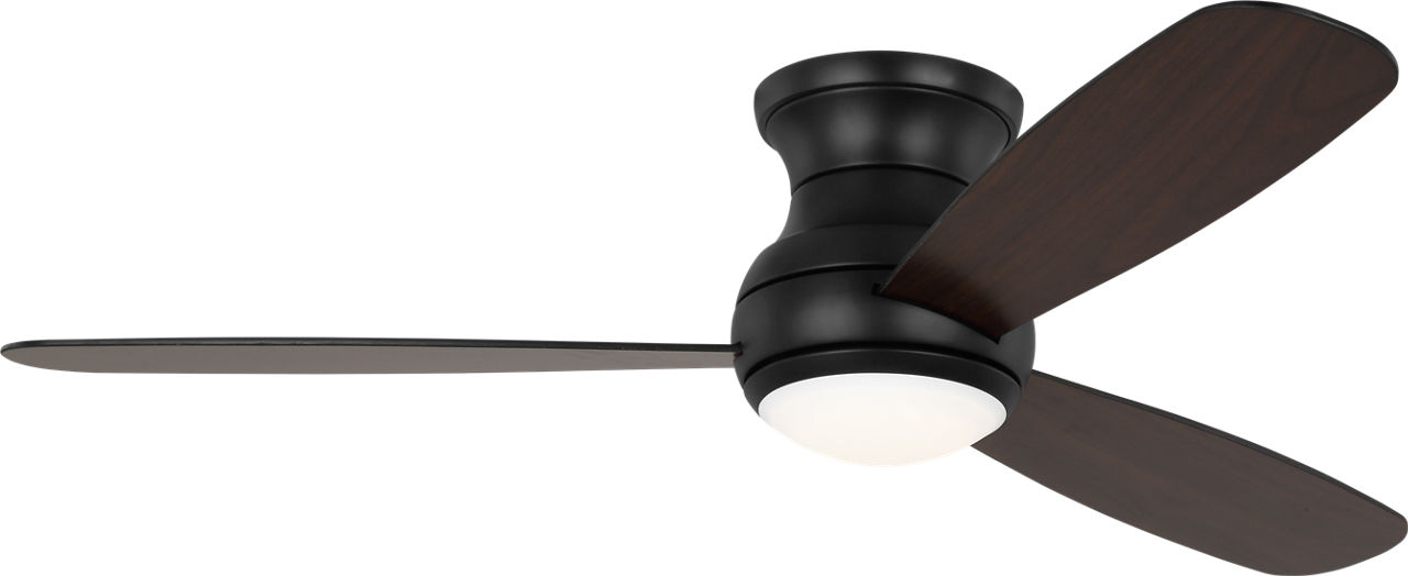 Orbis 52 Hugger LED Ceiling Fan in with / American Walnut Reversible Blades and Light Kit Midnight Black