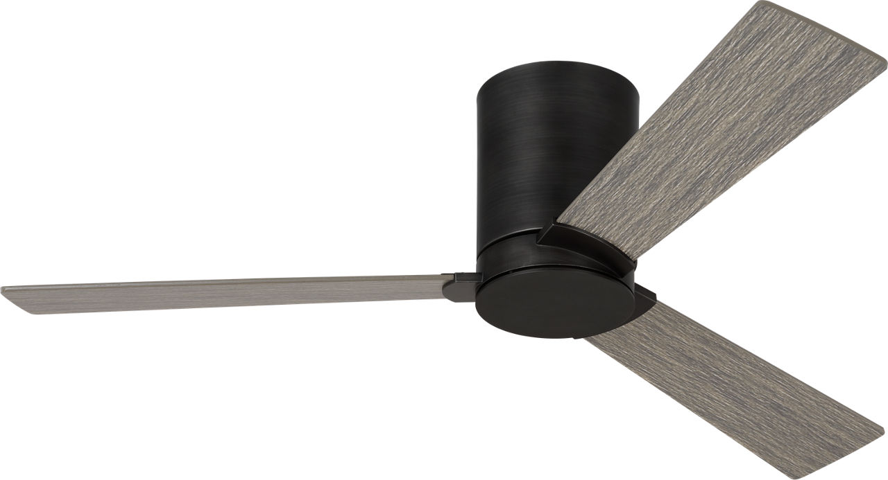 Rozzen 44 Hugger Ceiling Fan in Aged Pewter with Light Grey Weathered Oak Blades