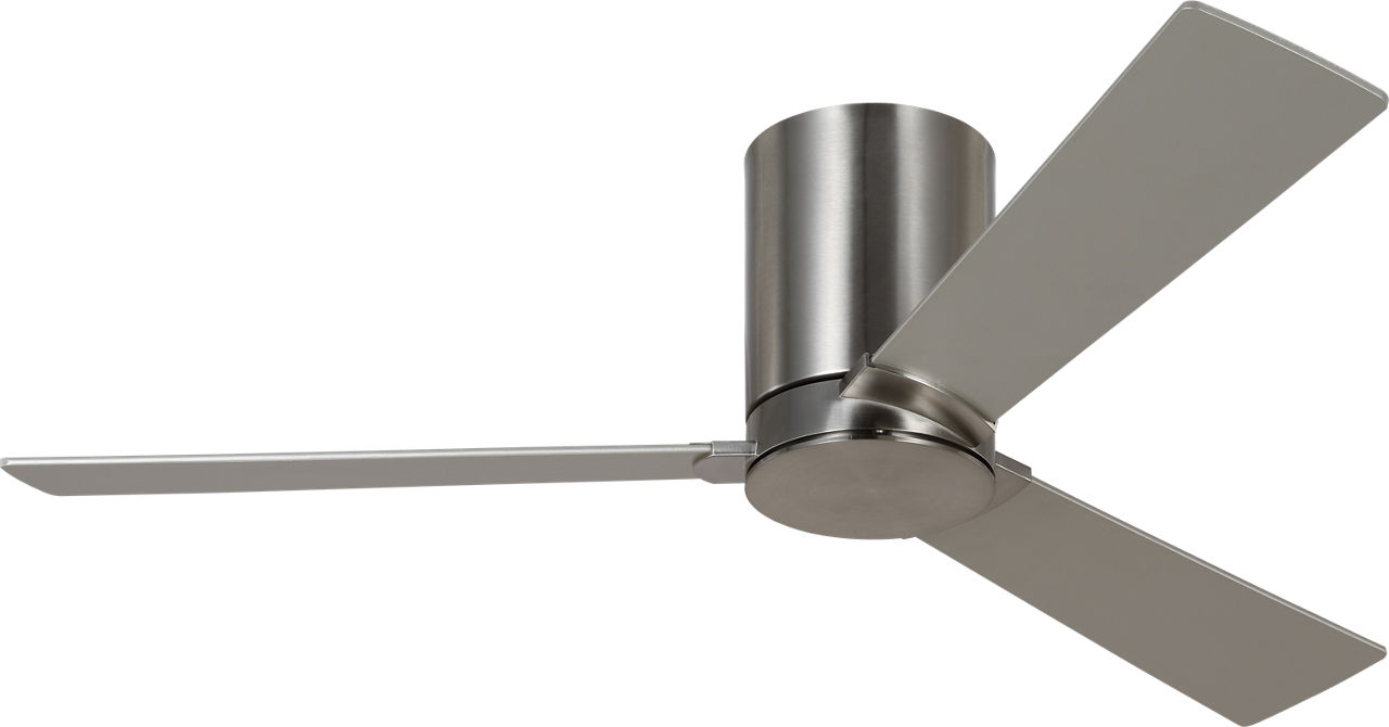 Rozzen 44 Hugger Ceiling Fan in Brushed Steel with Silver / American Walnut Reversible Blades
