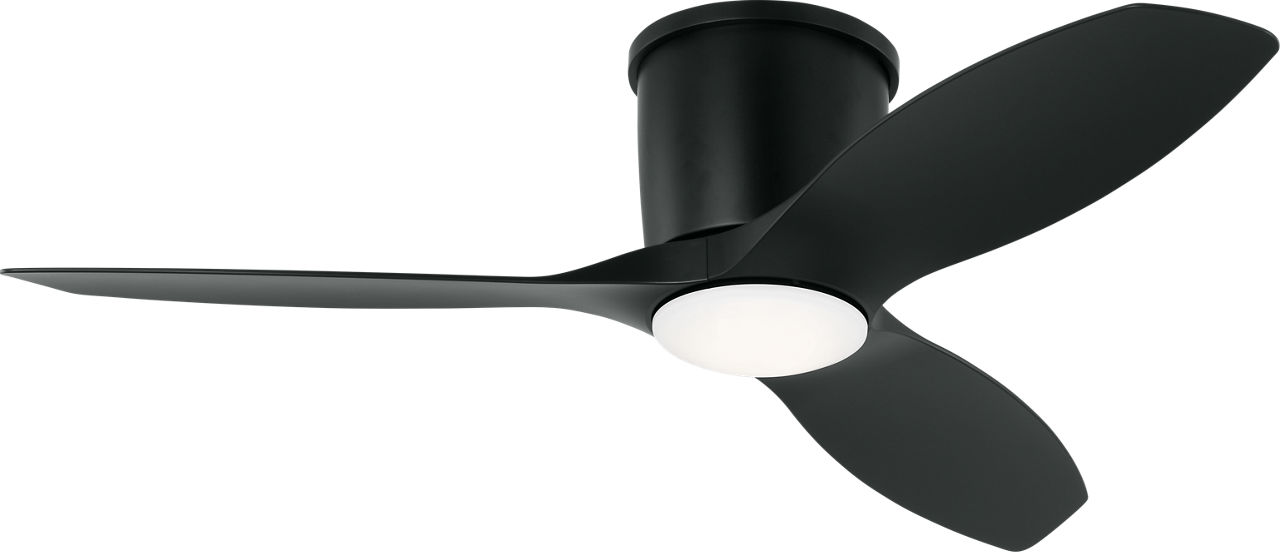 Titus 44 Hugger LED Ceiling Fan in with Blades and Light Kit Midnight Black