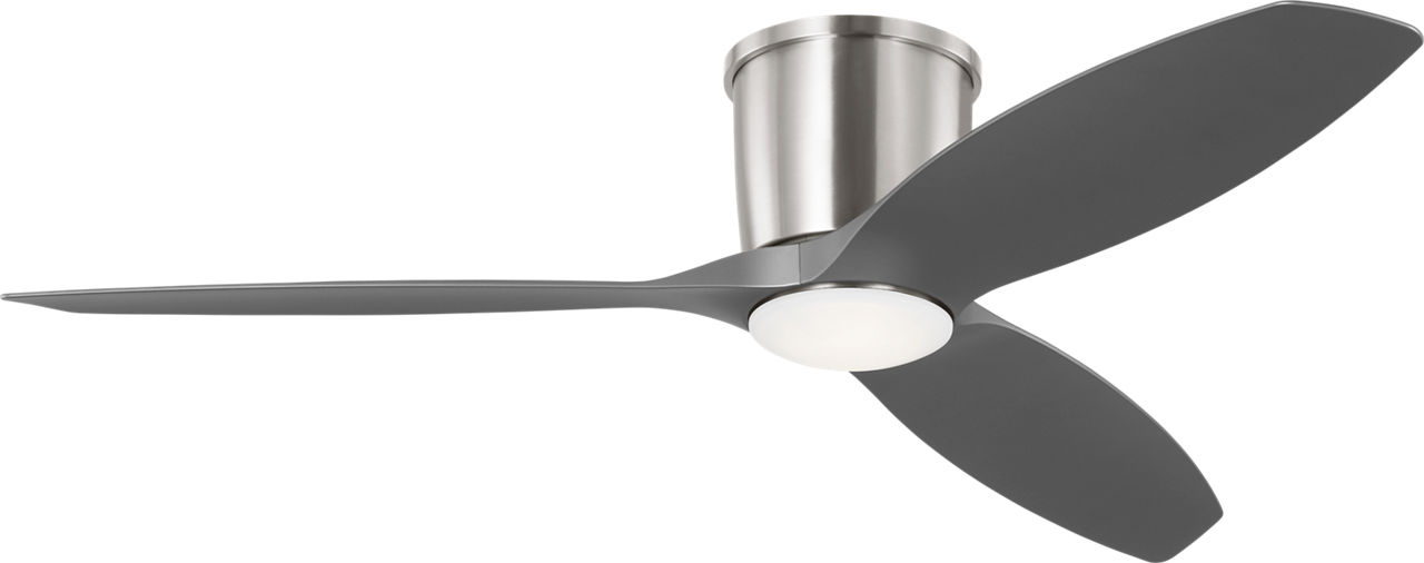 Titus 52 Hugger LED Ceiling Fan in with Silver Blades and Light Kit Brushed Steel