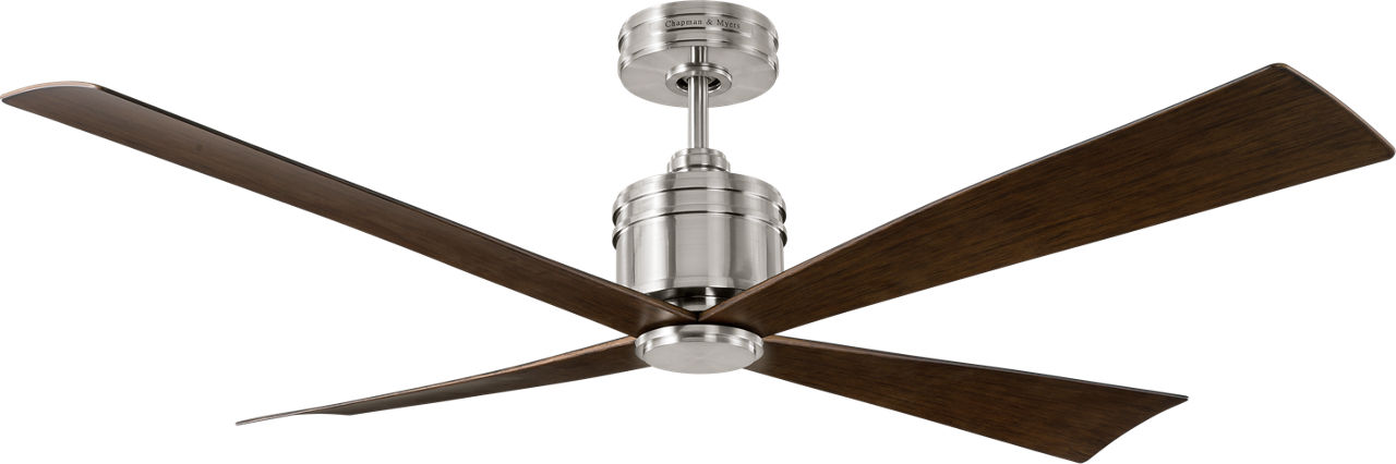 Launceton 56 Ceiling Fan in Brushed Steel with Dark Walnut Blades