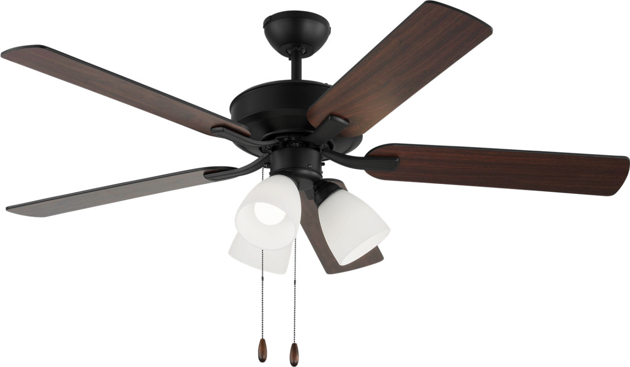 Linden 52 LED 3 Ceiling Fan in with / American Walnut Reversible Blades and Fitter Light Kit Midnight Black