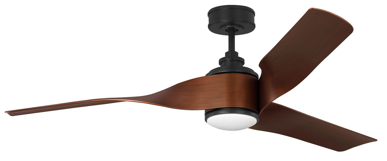 Touro Smart 60 LED Ceiling Fan in Midnight Black with Dark Walnut Blades and Light Kit