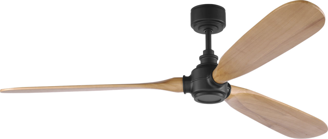 Valiant Smart 60" Ceiling Fan in Matte Black with Natural Honey Blades