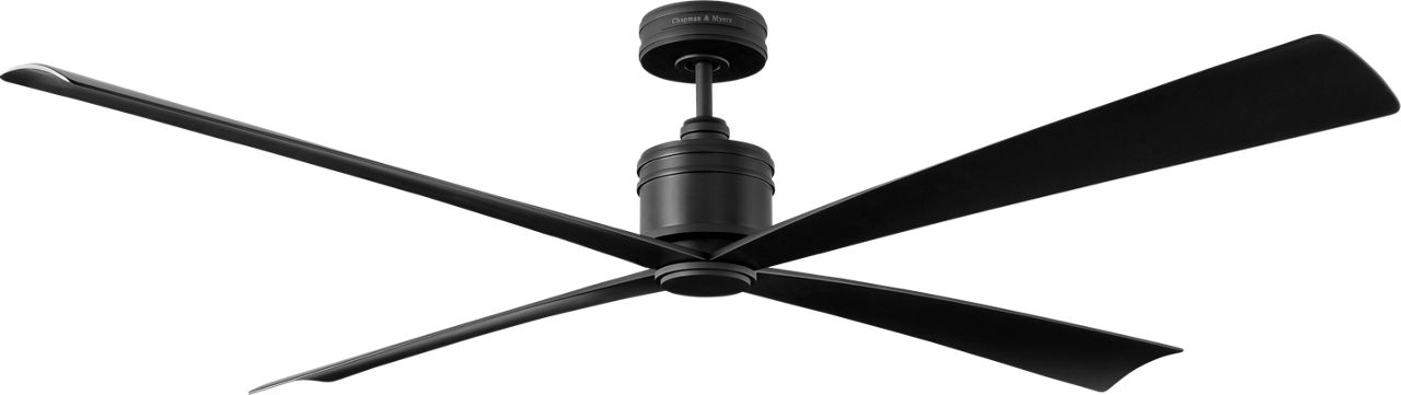Launceton 72 Ceiling Fan in Matte Black with Matte Black Blades Midnight Black