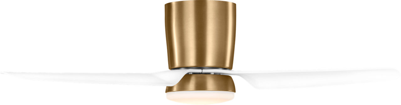 Colgin 44 Hugger LED Ceiling Fan in with Matte White Blades with Light Kit Satin Brass