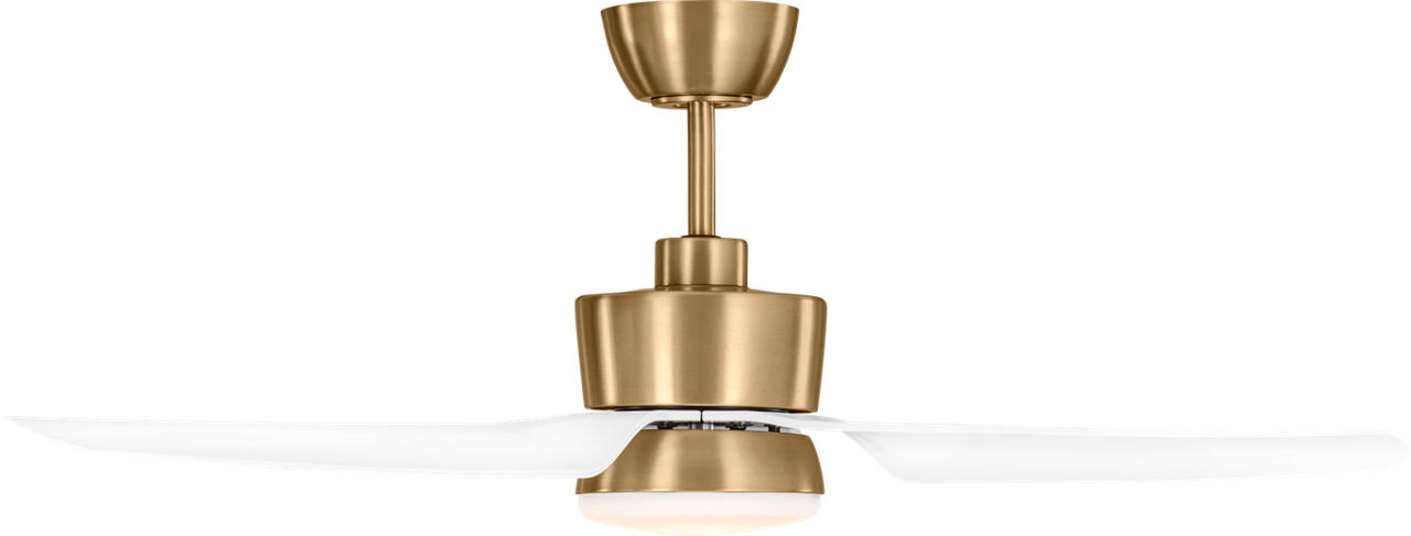 Colgin 44 LED Ceiling Fan in Satin Brass with Matte White Blades and Light Kit