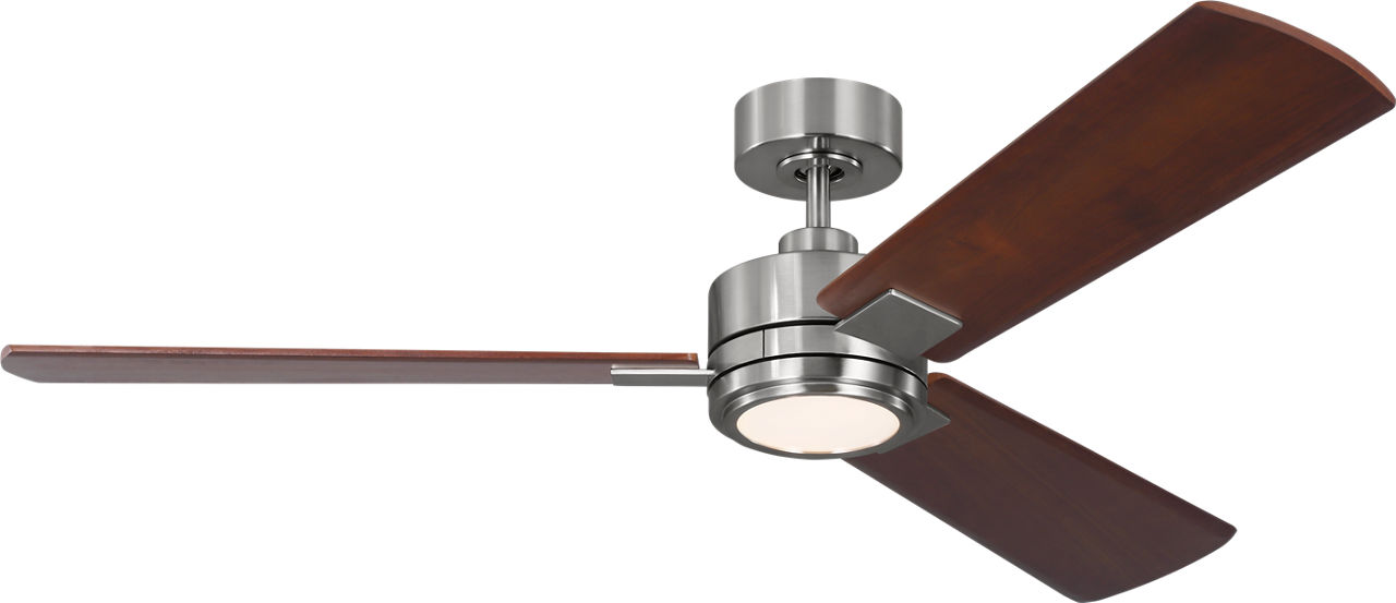 Harris Smart 56 LED Ceiling Fan in Brushed Steel with Dark Walnut Blades and Light Kit