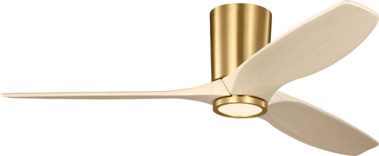 Seyra Smart 52" Hugger LED Ceiling Fan in Burnished Brass with Washed White Oak Blades