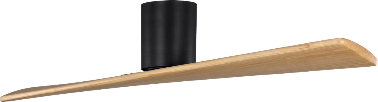 Plank Smart 52 Hugger Ceiling Fan in Midnight Black with Natural Honey Blades
