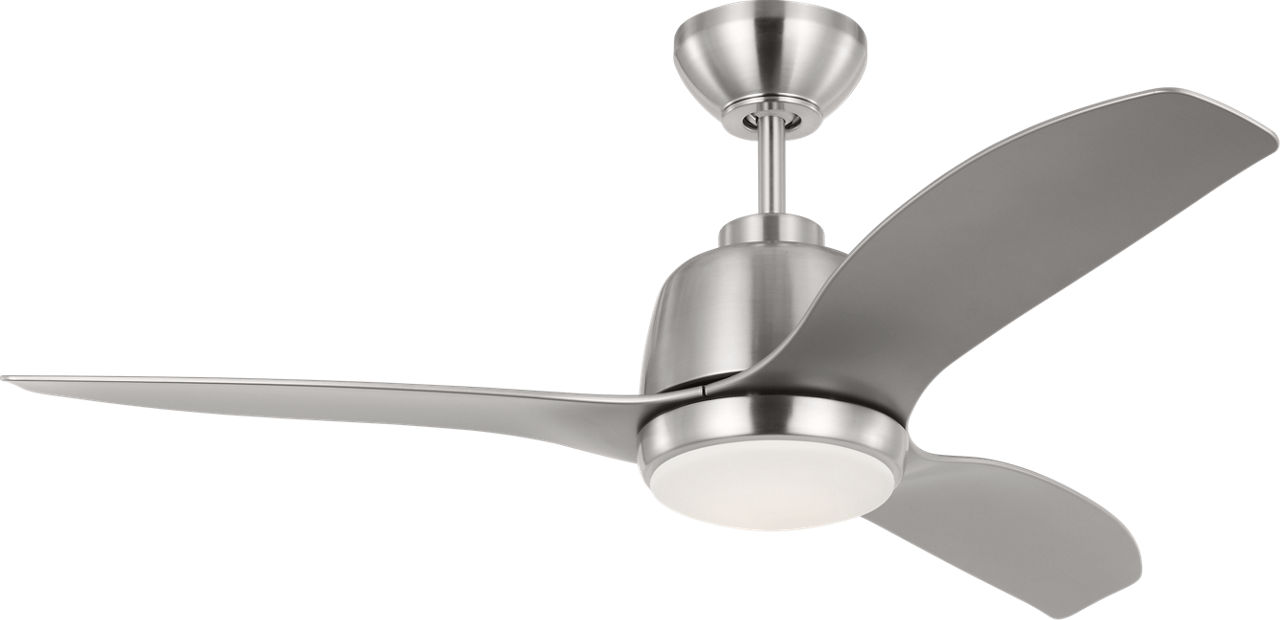 Avila 44 LED Ceiling Fan in Satin Brass with Matte White Blades and Light Kit