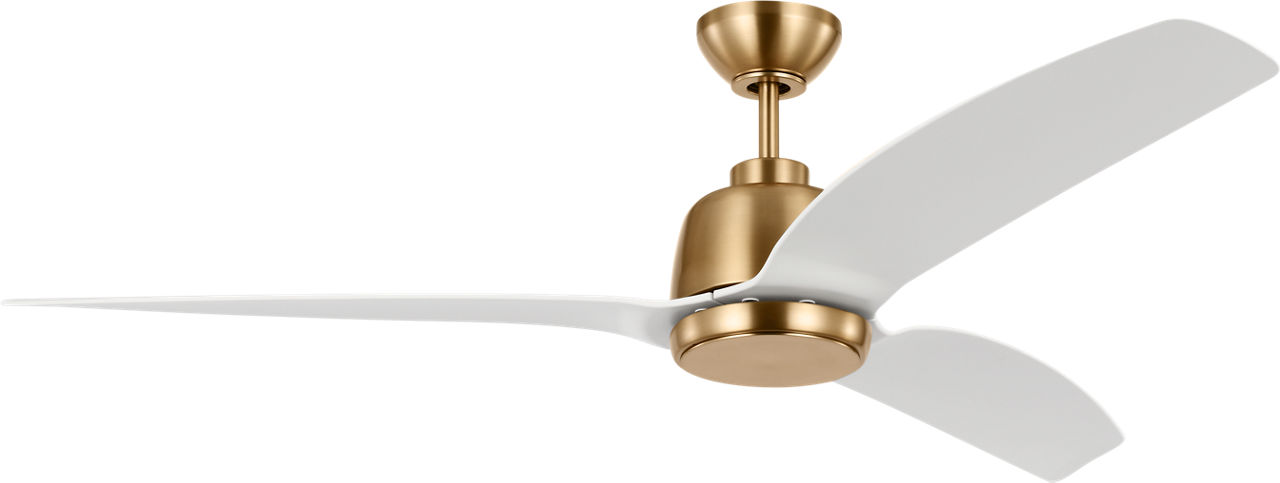 Avila 60 LED Ceiing Fan in Satin Brass with Matte White Blades and Light Kit