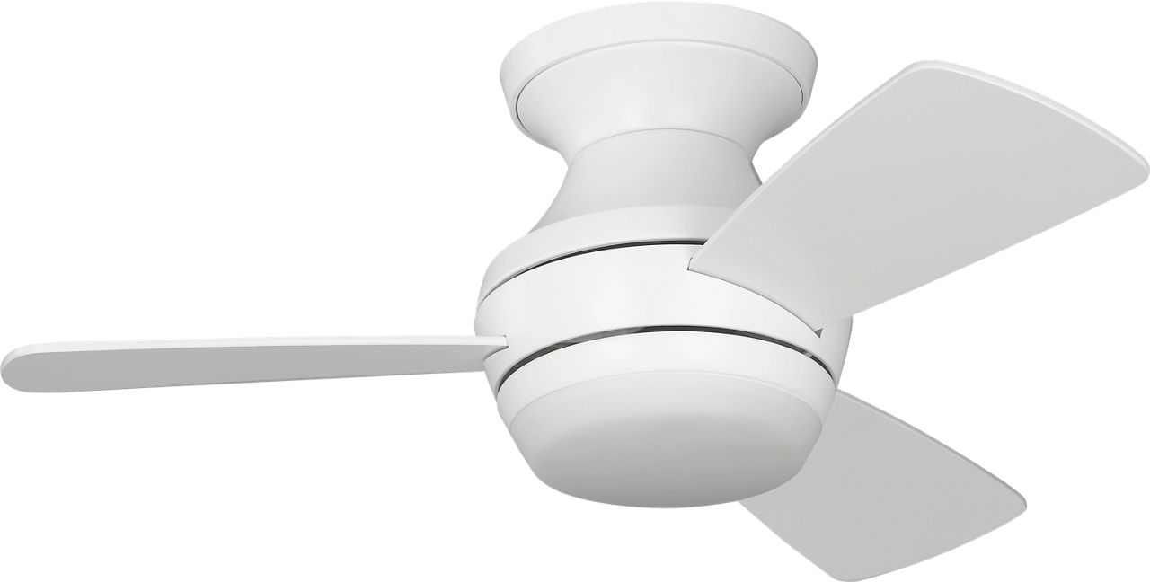 Ikon 32 Hugger LED Ceiling Fan in Matte White with Matte White Blades and Light Kit