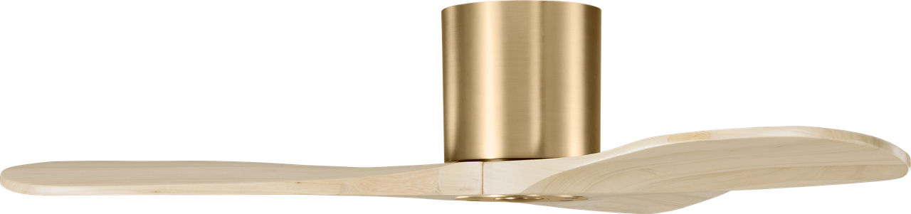 Maverick Smart 44" Hugger Ceiling Fan in Burnished Brass with Washed White Oak Blades