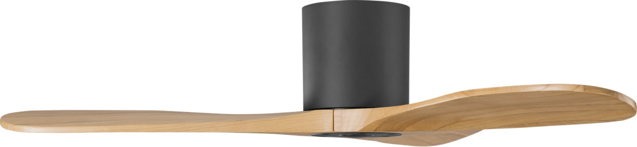 Maverick Smart 44" Hugger Ceiling Fan in Matte Black with Natural Honey Blades