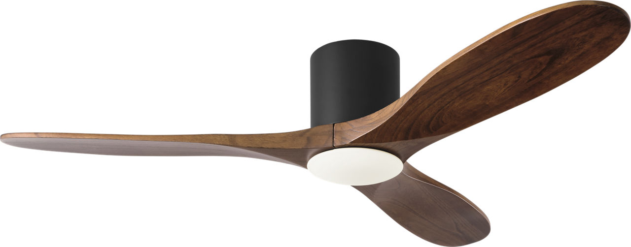 Maverick Smart 52" Hugger LED Ceiling Fan in Matte Black with Dark Walnut Blades