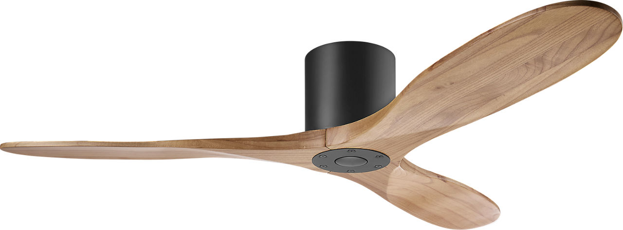 Maverick Smart 52" Hugger Ceiling Fan in Matte Black with Natural Honey Blades