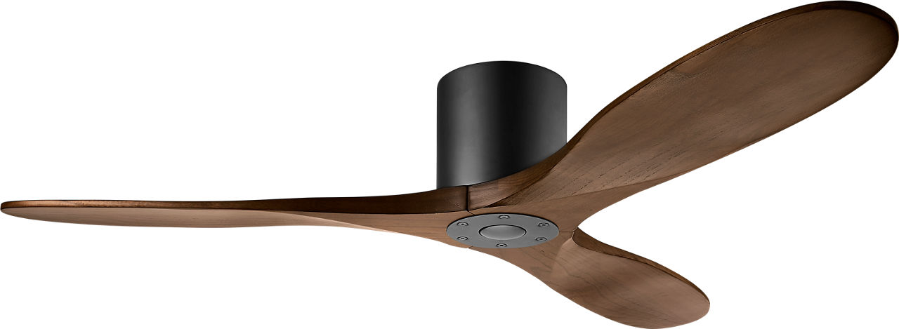 Maverick Smart 52" Hugger Ceiling Fan in Matte Black with Dark Walnut Blades