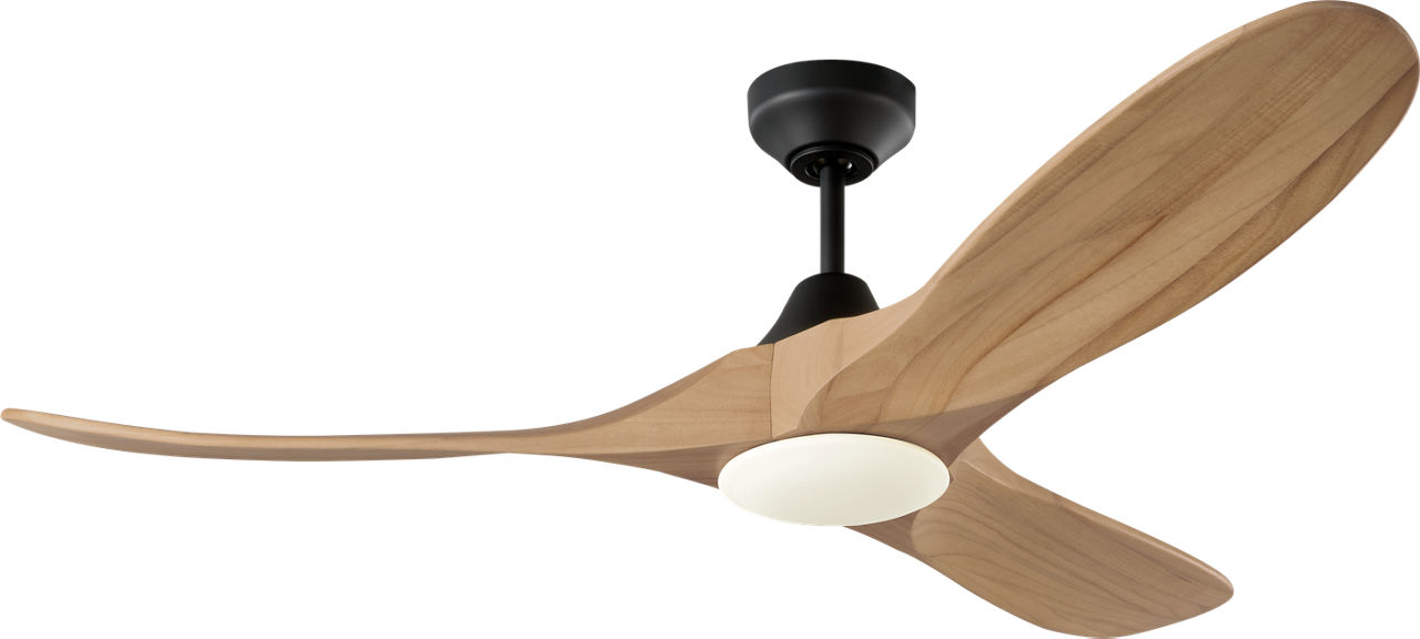 Maverick Smart 52 LED in Midnight Black with Natural Honey Blades and Light Kit