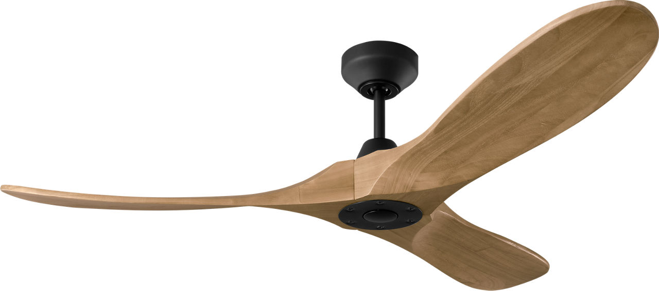 Maverick Smart 52 Ceiling Fan in Matte Black with Naturel Honey Blades Midnight Black