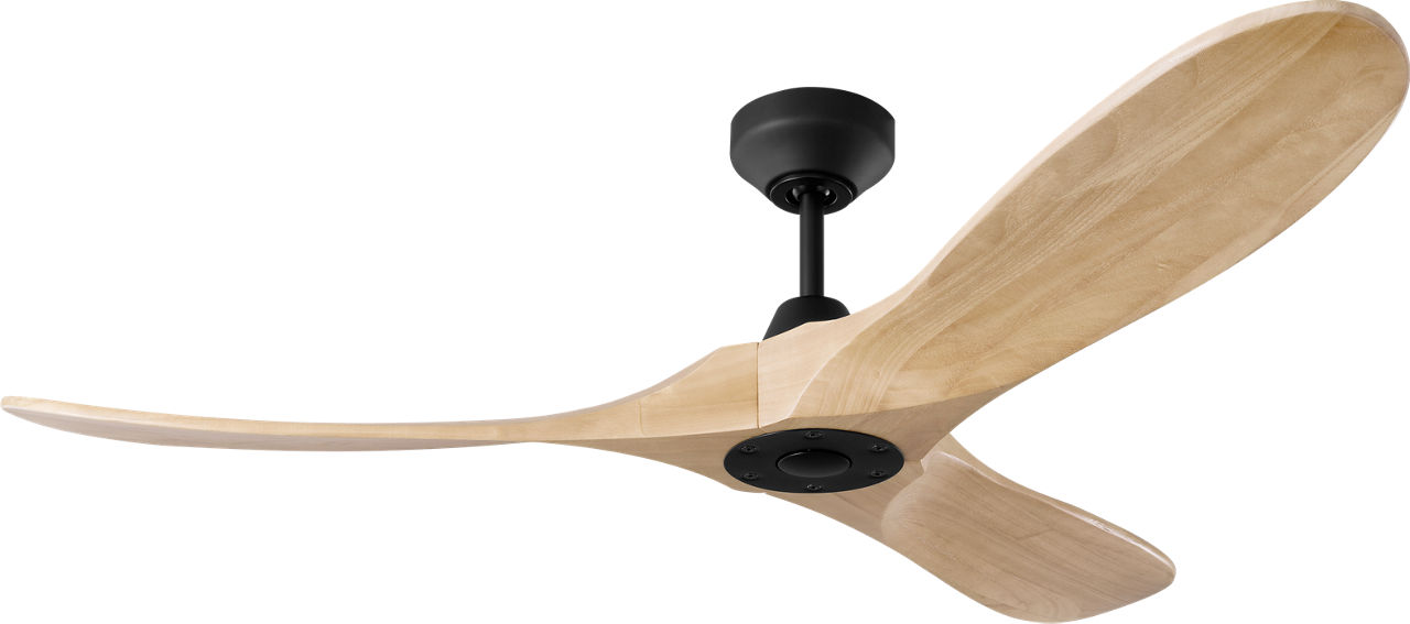 Maverick Smart 52 Ceiling Fan in Matte Black with Naturel Honey Blades Midnight Black