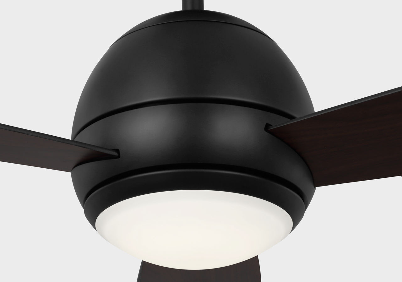 Orbis 52 LED Ceiling Fan in with / American Walnut Reversible Blades and Light Kit Midnight Black