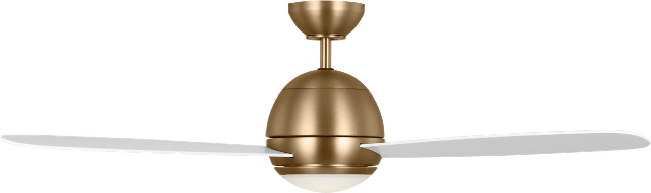 Orbis 52 LED Ceiling Fan in Satin Brass with Matte White Blades and Light Kit