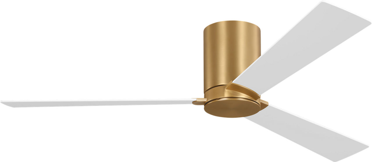 Rozzen 52 Hugger Ceiling Fan in Burnished Brass with Matte White Blades