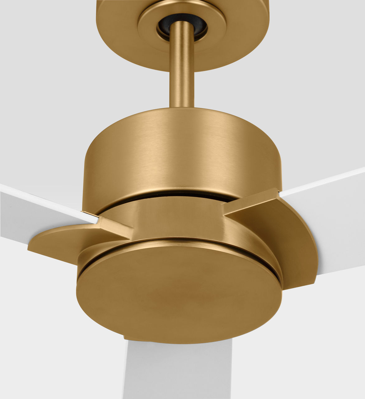 Rozzen 52 Hugger Ceiling Fan in Burnished Brass with Matte White Blades