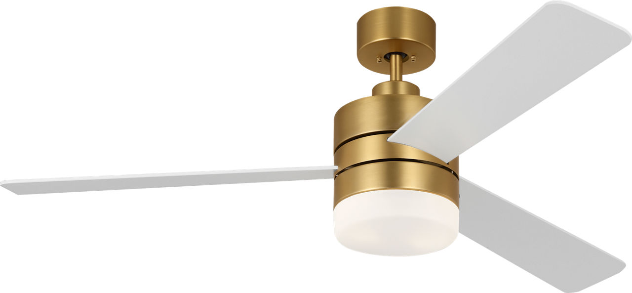 Era 52 LED Ceiling Fan in with Matte White Blades and Light Kit Burnished Brass