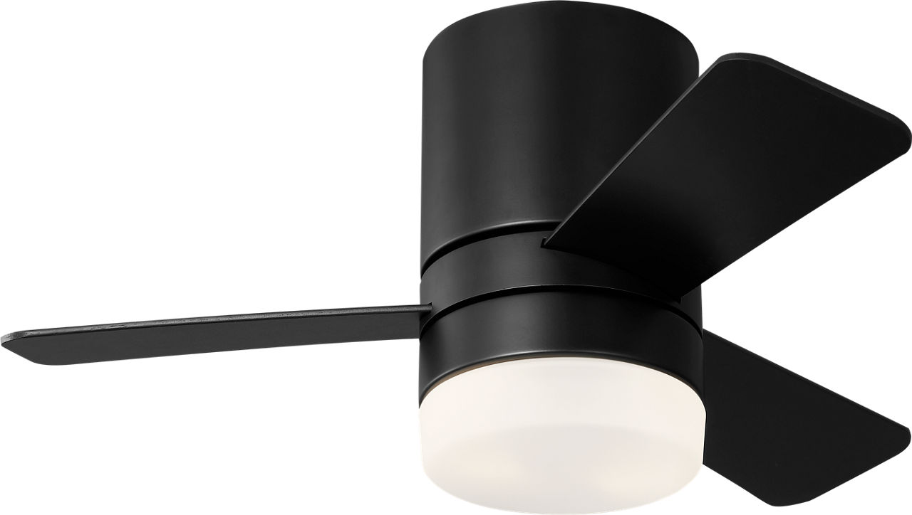 Era 32 Hugger LED Ceiling Fan in with / American Walnut Reversible Blades and Light Kit Midnight Black