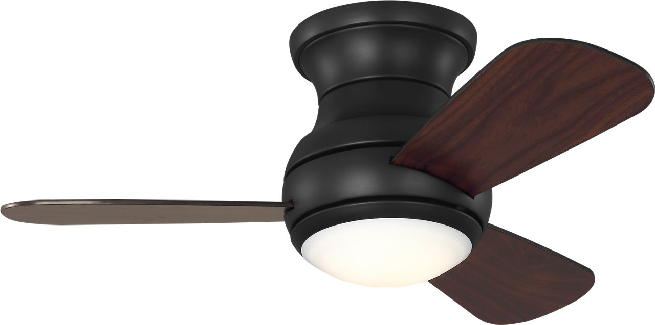 Orbis 32 Hugger LED Ceiling Fan in Midnight Black with Midnight Black Blades and Light Kit